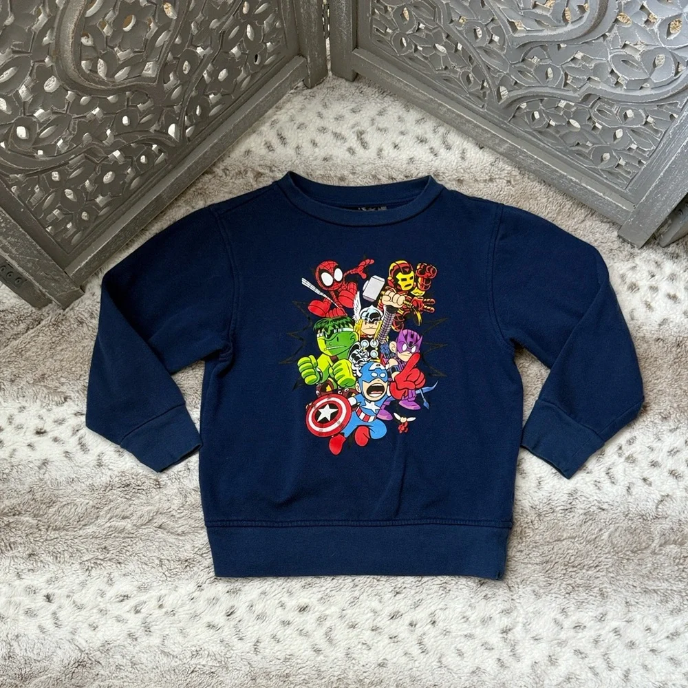 Disney Marvel Avengers superhero sweatshirt boys small preppy school winter